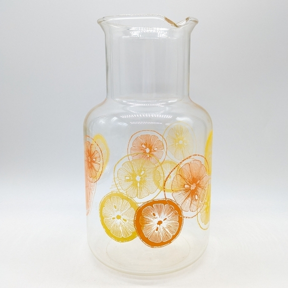 Vintage Pyrex orange yellow citrus juice carafe decanter - Picture 1 of 8